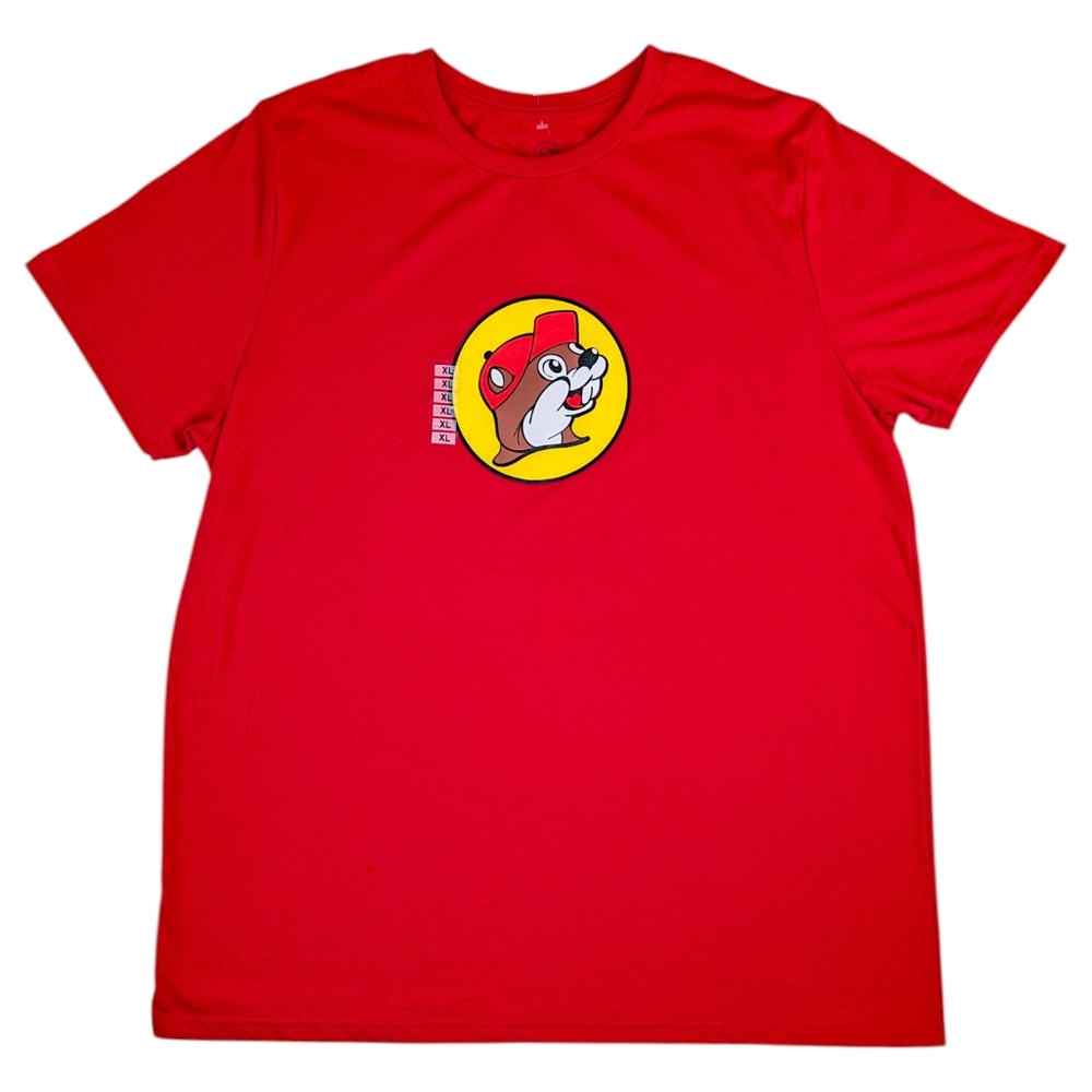 NEW Buckees Mens XL Red T-Shirt Short Sleeve Classic Cotton Unisex Beaver Shirt